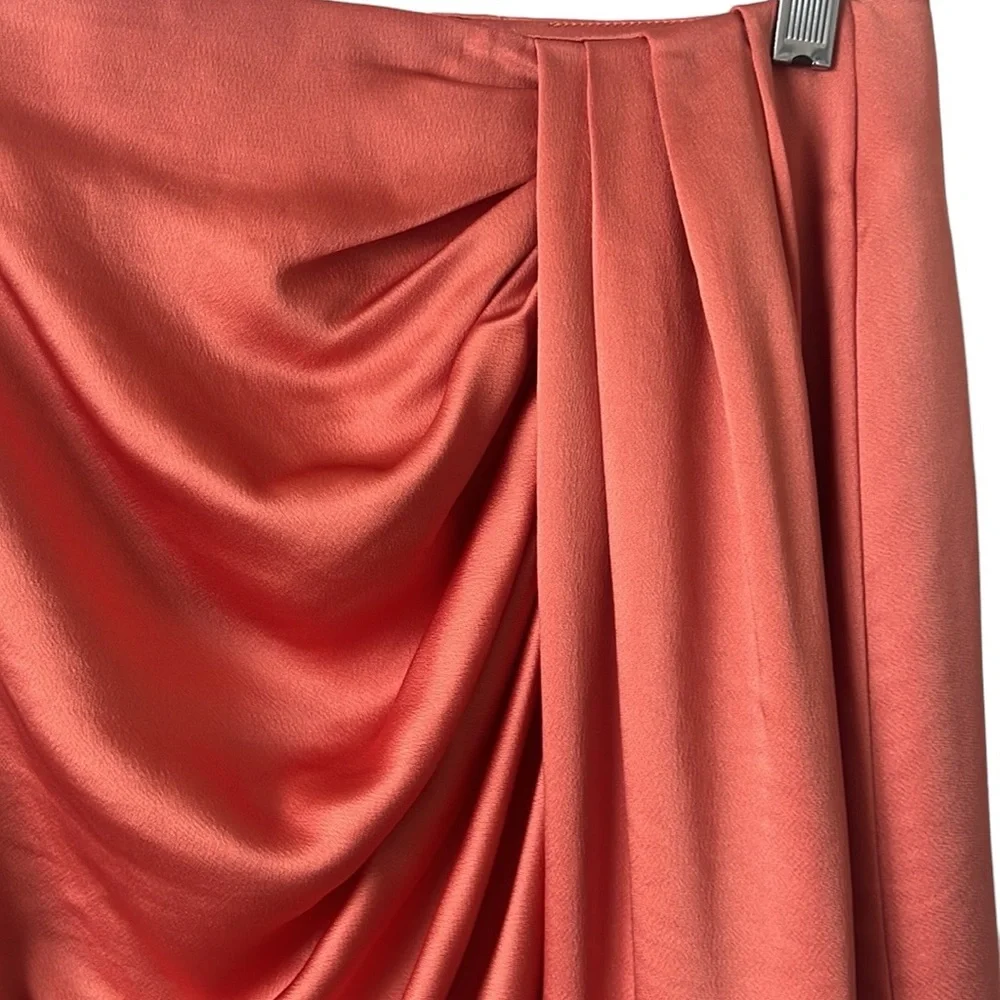 NEW Jonathan Simkhai Mae Coral Draped Satin Mini Skirt Size 4 Reg. $345 - Picture 5 of 12